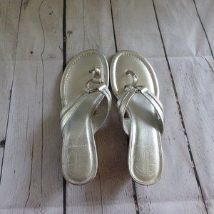 Lilly Pulitzer Silver Leather Mckim Wedge Sandals